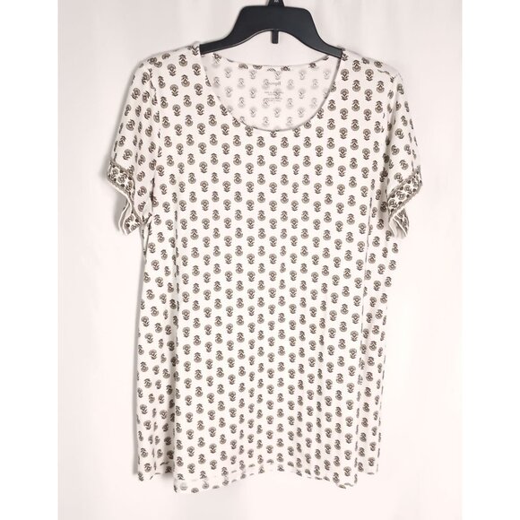 Pure Jill Black Scoop Neck Elliptical Tee Pima Cotton Top Women’s Size L - Picture 2 of 7